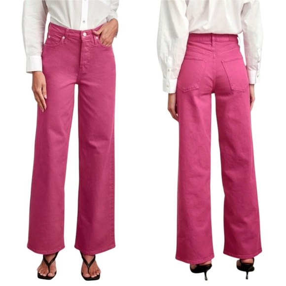 Rails The Getty High Rise Wide Leg Jeans in Hibiscus Pink Revolve Style - Picture 1 of 11